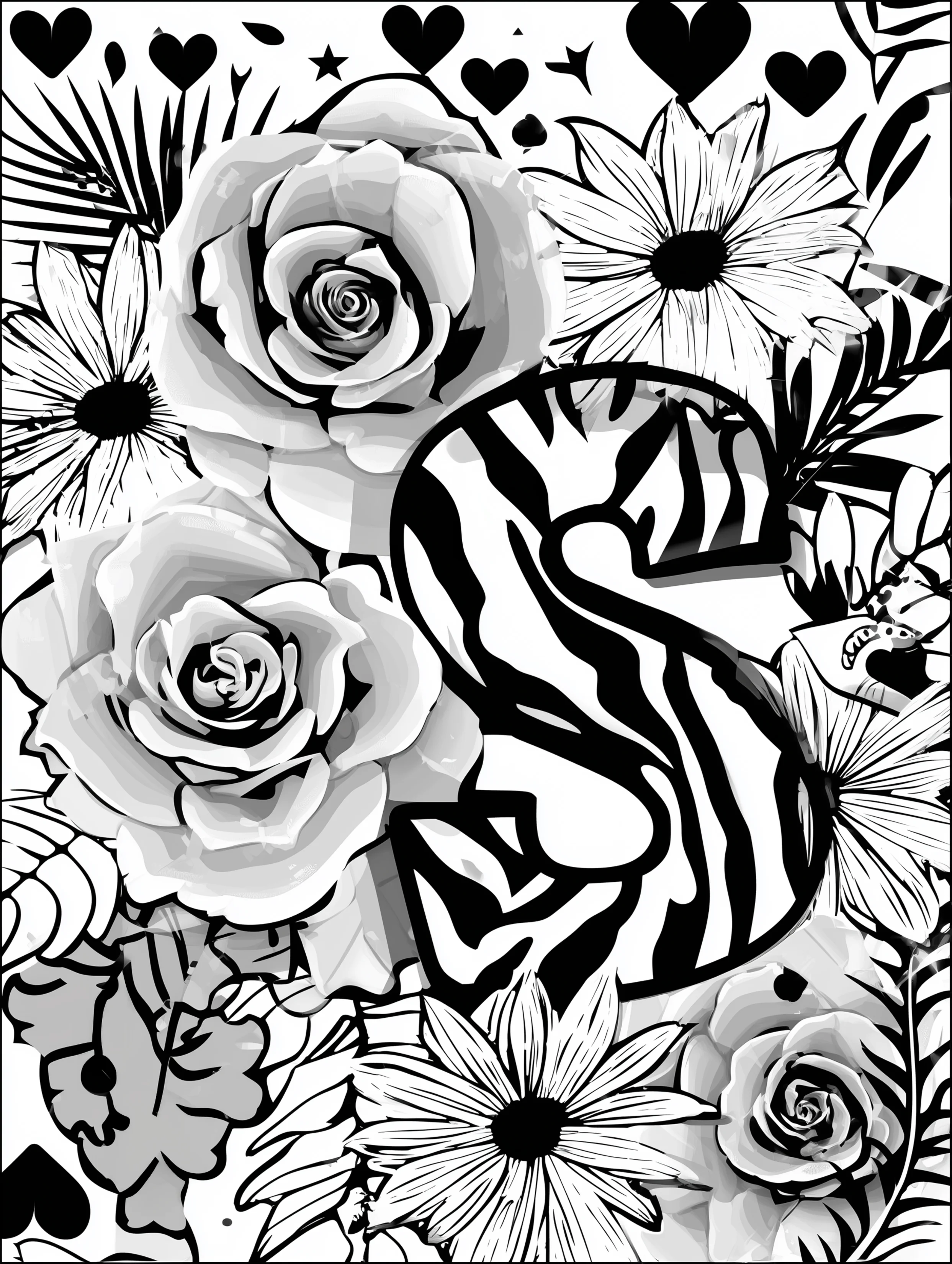 Free printable letter coloring page for adults featuring an alternate letter S design